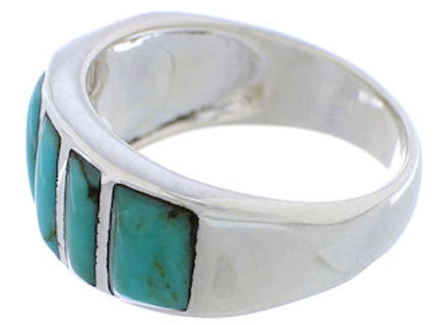 Authentic Sterling Silver Turquoise Ring Size 6-3/4 AX36533